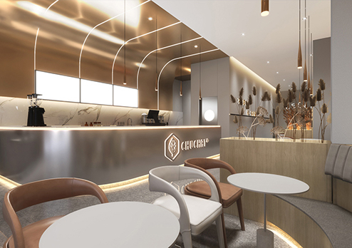 初茶（東莞萬科時富金色家園店）-現代風奶茶店設計